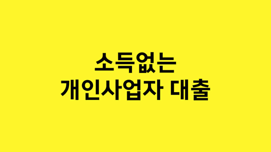 소득 없는 개인사업자 대출