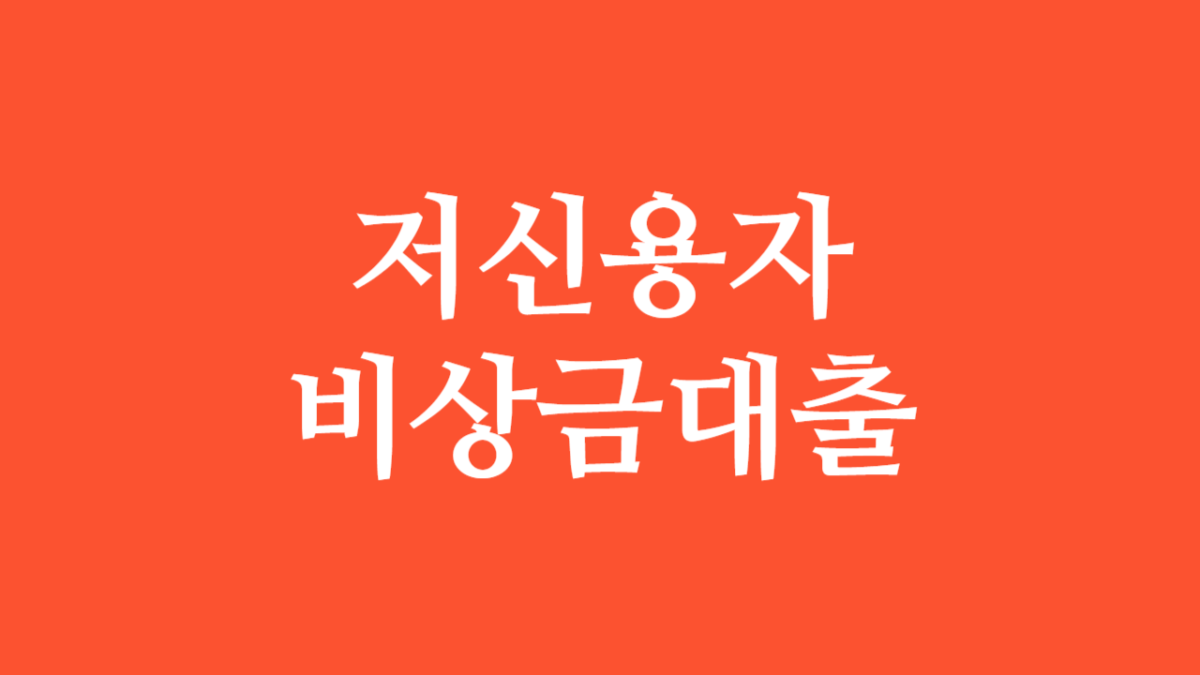 저신용자 비상금대출